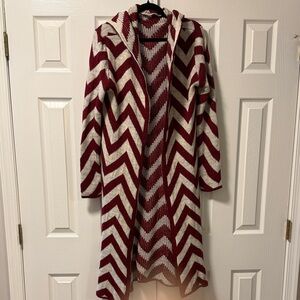 Long open hooded cardigan